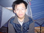 Nic inside our tent