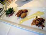 
Pan fried quail with rocket salad and chanterelle ragout