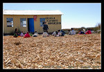 kids attending classes on floating island
