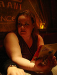 Cheryl looks at the menu